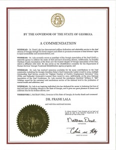 A commendations from Georgia Gov.