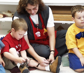 Children and a teacher at CSUN's 'Lab School.'