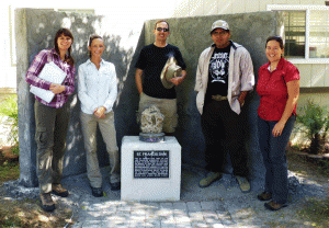 'Forgotten Casualties' team members at the dam memorial at the Angeles National Forest Fire Station, from left, Krystal Kissinger, Julee Licon, James E. Snead, Efren Martinez and Ann Stansell. Photo courtesy of James E. Snead.