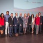 Standing at a post: CSUN’s director of government and community relations Francesca M. Vega; Los Angeles City Councilmember Felipe Fuentes; Los Angeles City Councilmember Bob Blumenfield; Los Angeles City Councilmember Mitch Englander; Los Angeles City Councilmember Paul Krekorian; CSUN President Dianne F. Harrison; state Assemblyman Adrin Nazarian; Los Angeles City Councilmember Nury Martinez; state Senator Fran Pavley; ; state Assemblyman Scott Wilk; and Keith S. Parker, UCLA's assistant vice chancellor, government and community relations.