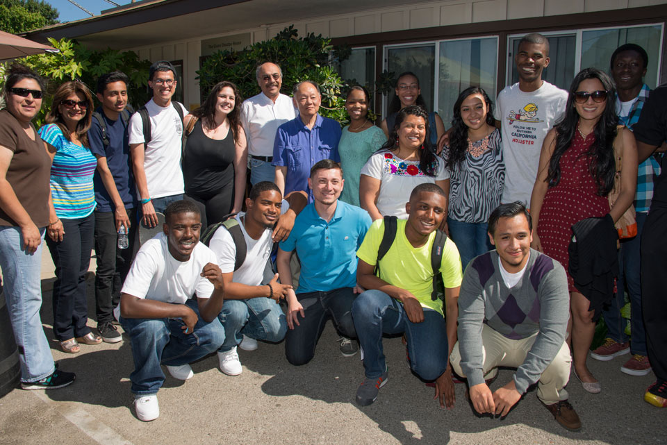 Professor Glenn Omatsu with students from the Educational Opportunities Program and other programs, at the dedication of the Glenn Omatsu House for the Asian American Studies department April 29.