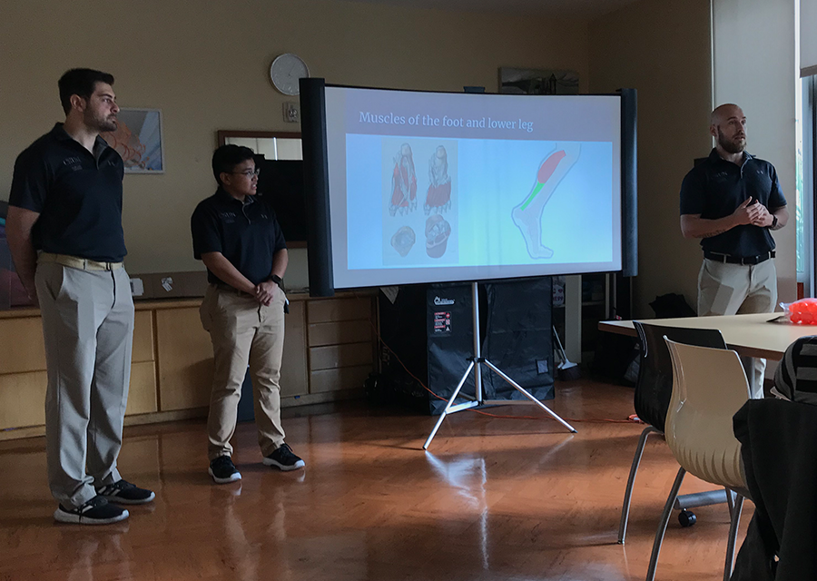 CSUN athletic training students give an educational presentation during a workshop session at the Downtown Women's Center.