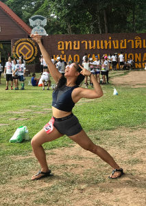 Ashley Abigail Resurreccion poses with her trophy at Khao Yai National Park after a 10-kilometer marathon during the Run Forest Run Series in 2019. Photo courtesy of Ashley Abigail Resurreccion.