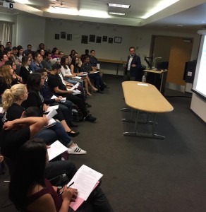 Diego Cartagena, vice president of will provides training on the legal issues raised for U.S. citizen minors when a parent is deported, to CSUN students in spring 2017. Photo courtesy of Hilary Goldberg.