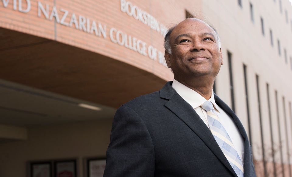 Chandra Subramaniam is the new dean of CSUN’s David Nazarian College of Business and Economics. Photo by Lee Choo. 