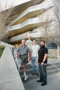 (L-R) William Krohmer, Manager of Technology Services and Safety; James Hogue, Manager of Biological Collections; Marc Harris, Introductory Biology Lab Technology; Marc Felix, Stockroom Supervisor