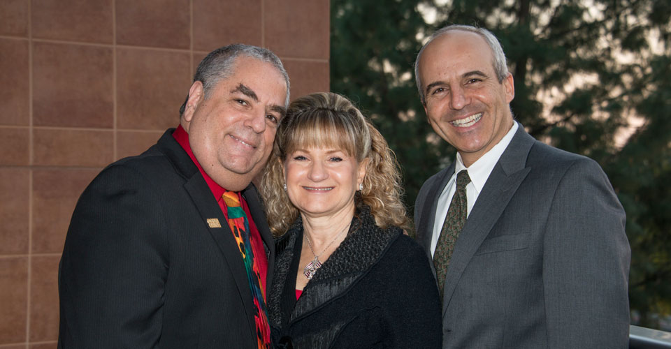 (L-R): Harvey and Harriet Bookstein and Rafi Efrat celebrate Efrat being named the university’s first Bookstein Chair in Taxation in the David Nazarian College of Business and Economics.  Photo by Lee Choo.
