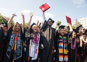 Students from the College of Health and Human Development celebrate their Commencement on Monday, May 23, 2016. Photo by Lee Choo.