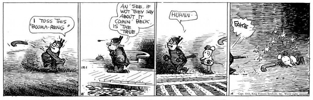 A Krazy Kat comic by cartoonist George Herriman. The strip ran from 1913 to 1944.