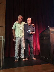 Larry Allen (right) and fellow marine biologist Daniel Pondella, who presented Allen with the Wheeler North Award. Photo courtesy of Larry Allen.