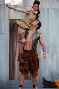 Lovelle Liquigan and Sean Pritchett in Independent Shakespeare Company's production of "A Midsummer Night’s Dream," wearing costumes by Garry Lennon. Photo courtesy of Independent Shakespeare Company.