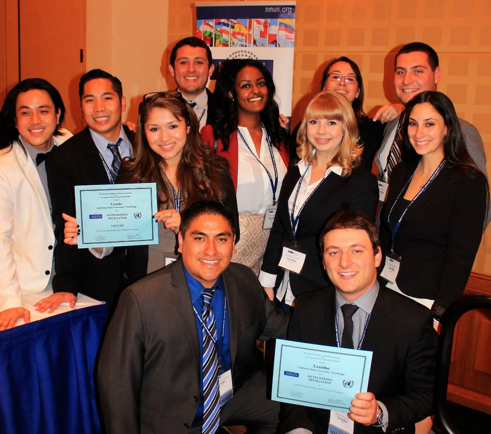 CSUN's Model United Nations team celebrates its "Outstanding Delegation" first-place award at an international conference Nov. 2 in Washington, D.C.