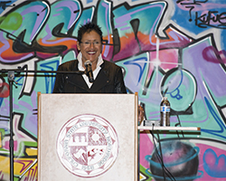Former Black Panther Party leader Elaine Brown speaks at Africana studies 2014 Hip-Hop Think Tank conference. Photo by Lee Choo.