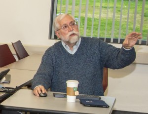 Finance professor Mike Phillips in class. Photo by David Hawkins,
