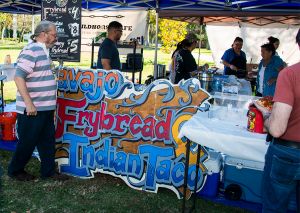 The Navajo Frybread and Indian Taco food tent during the CSUN Powwow.