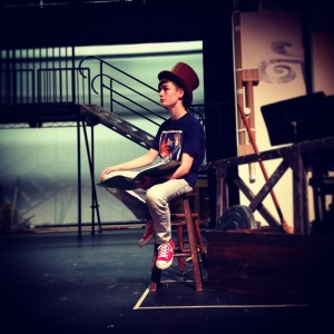 TADW student Will Riddle in rehearsing his role as Willy Wonka. Photo by Melissa Filbeck.