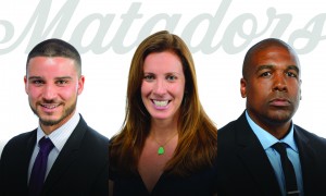 Head shots of Shareef Amer, Valerie Richardson and Julius Hicks, members of the Matador Athletics senior administration.