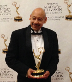 Nate Thomas with his Emmy.