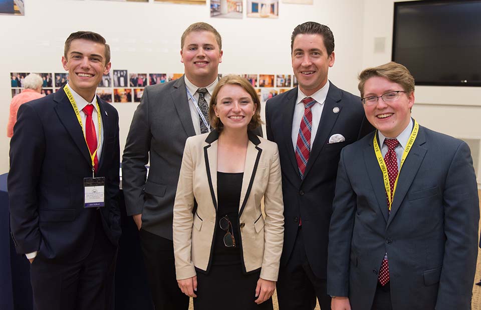 CSUN alumnus Tony Pennay '09 (second from right), as chief learning officer for the Ronald Reagan Foundation and Institute in Simi Valley, helps cultivate citizen leaders for the next generation. Photo courtesy of Tony Pennay.