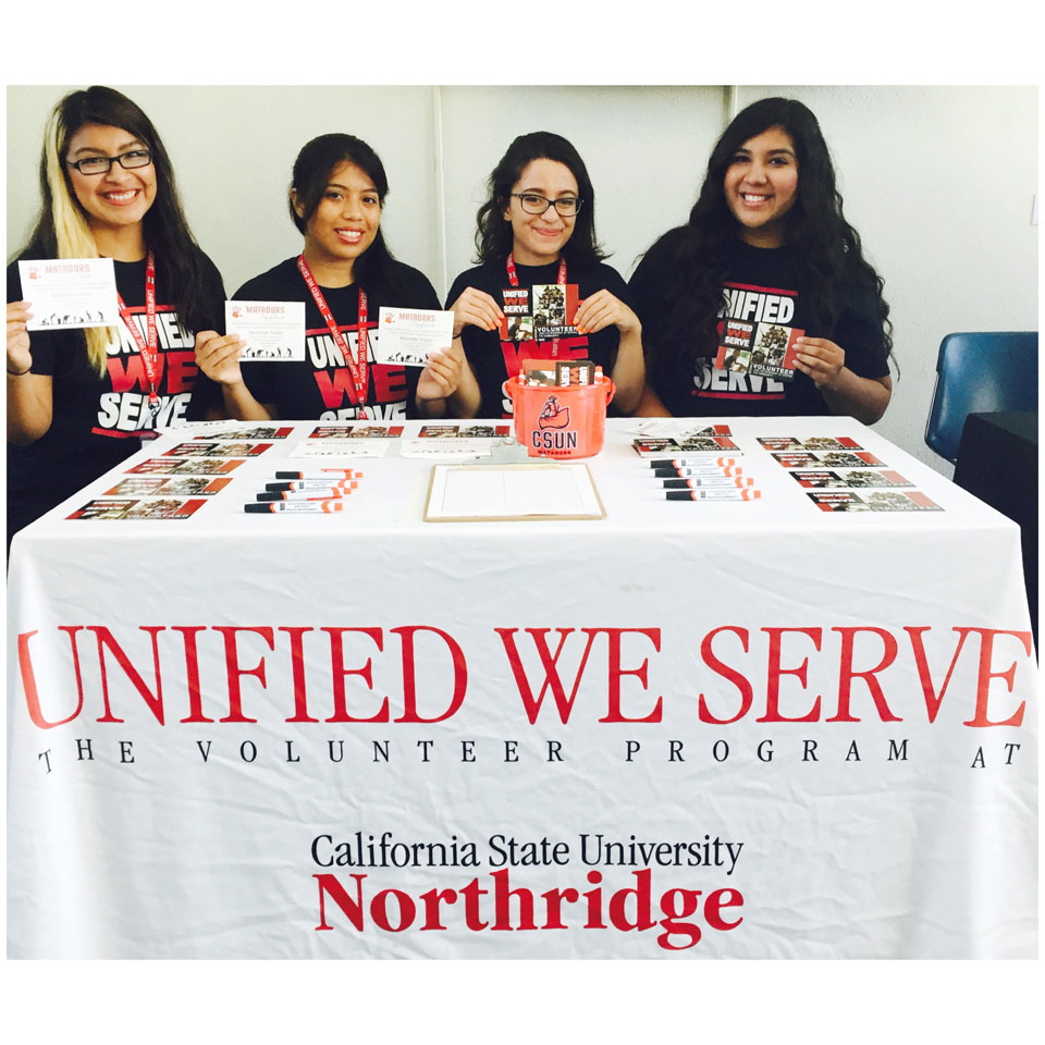 From left, Aby Catalan, Michelle Bonilla, Eliana Barouni and Michelle Sanchez. They are among the students who are helping to organize CSUN's first Matadors Day of Service. Photo courtesy of Maria Elizondo.