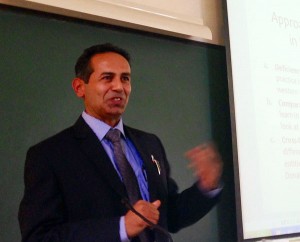 English professor Iswari Pandey speaks at an international conference on writing research. Photo courtesy of Iswari Pandey.