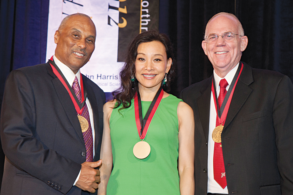 From left. John Harris, Joan Chen and Richard Kaufman.