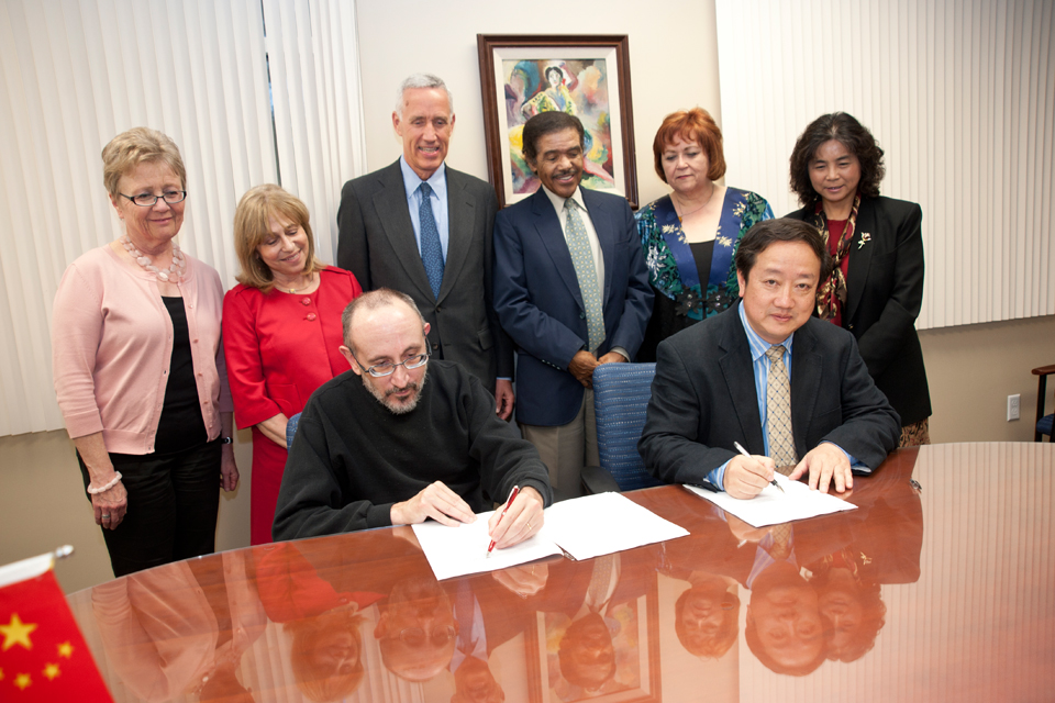 Shanghai Normal University and CSUN sign Music education Collaboration.