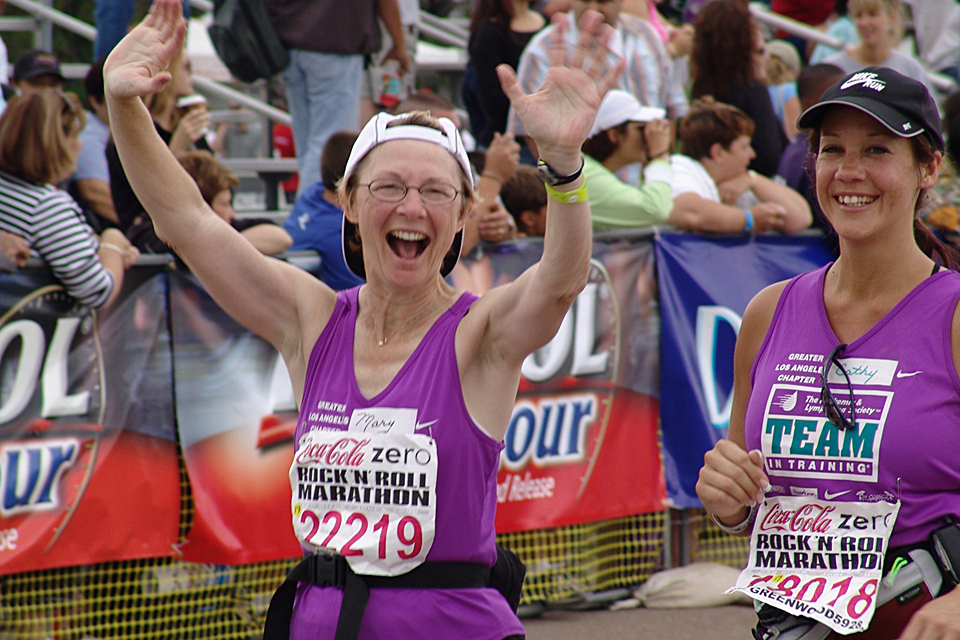 Mary Schaffer runs marathon.