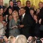 Rebecca Mieliwocki with president Obama at the White House ceremony.