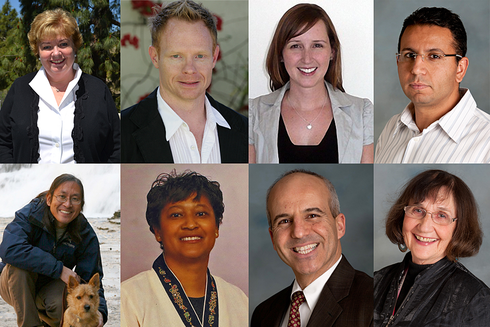 Portraits of eight research fellows.
