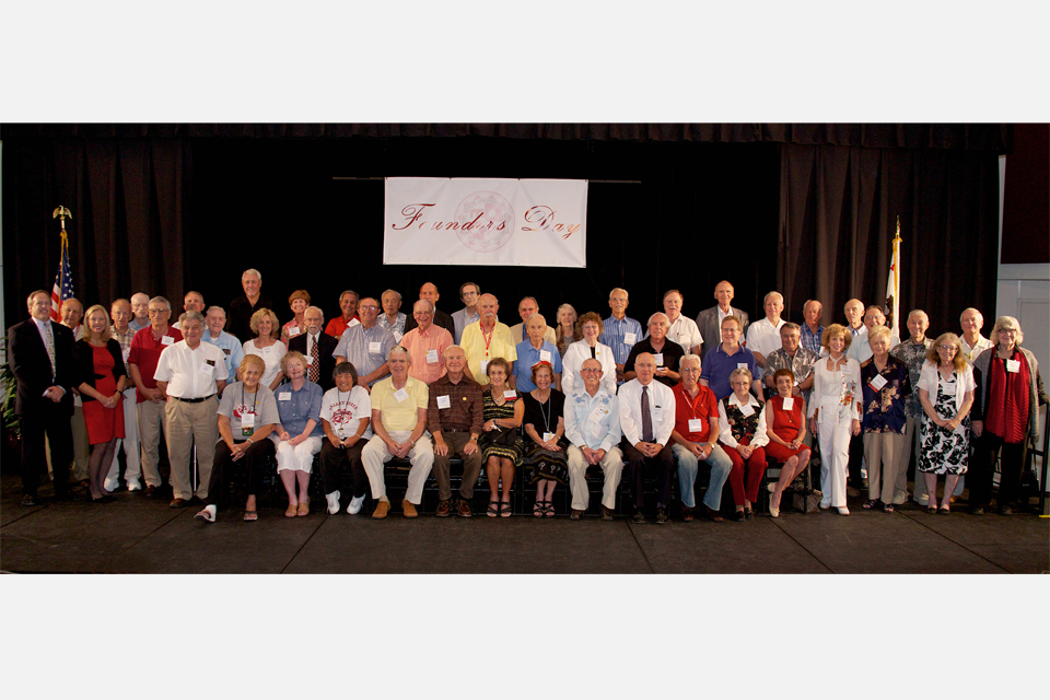 Fifty-four individuals who either graduated or worked at San Fernando Valley State College between 1958 and 1961 who were inducted into the 50-Year Club.