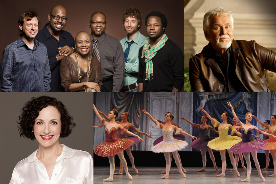 California State University, Northridge’s Valley Performing Arts Center spring 2013 season launches later this month. From left, top: the Monterey Jazz Festival on Tour; and singer, songwriter and producer Kenny Rogers. From left, bottom: actress, singer and dancer Bebe Neuwirth; and the Russian National Ballet Theatre.