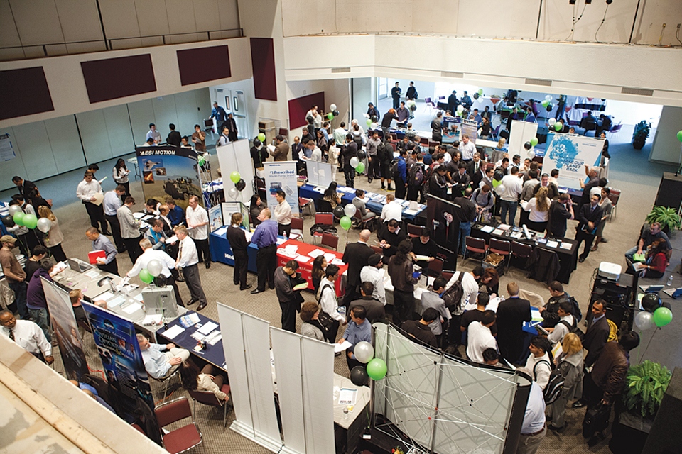 Several companies and recruiters who attended the College of Engineering and Computer Science’s Tech Fest last year.