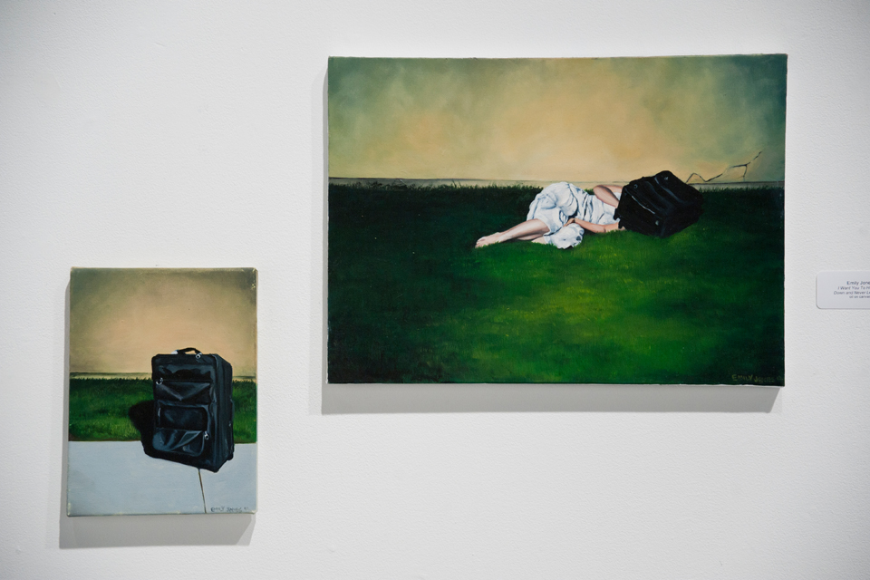Two oil on canvas art pieces by Emily Jones.