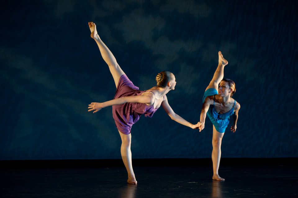 Two female dancers performing a ballet.