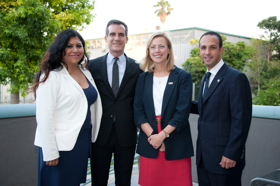 California State University, Northridge Director of Government and Community Relations Francesca M. Vega; President Dianne F. Harrison; and Los Angeles City Councilman Mitch Englander