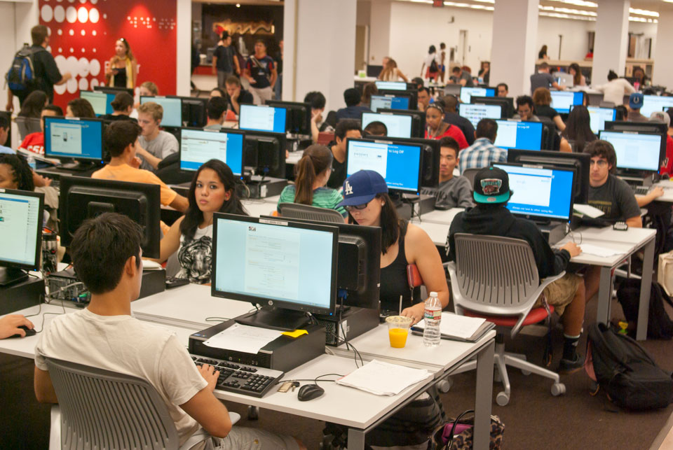 A computer bank in the new Learning Commons