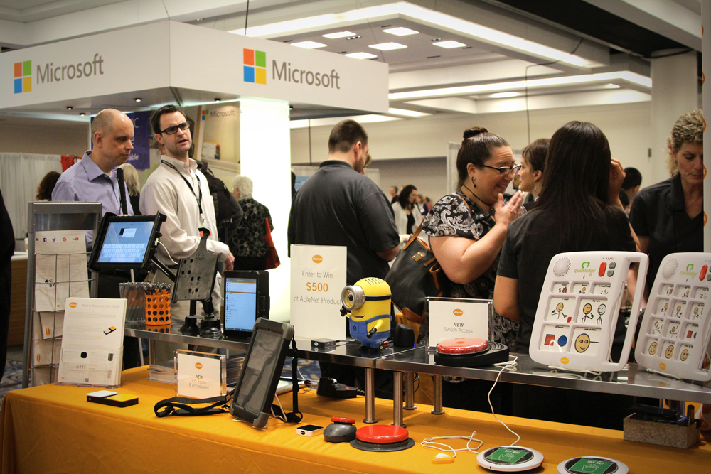 Attendees of CSUN conference peruse vendor offers