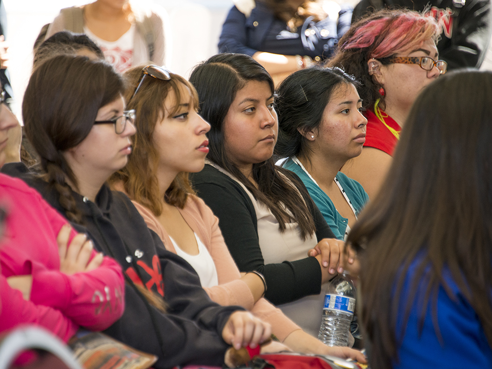 Students listened intently at the Chicana/o studies event.