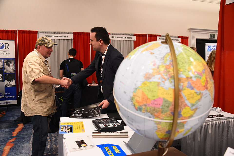 A tactile globe on display at the CSUn Conference.
