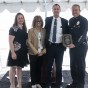 Group pic of Regina D'Aquilla, Merilla Scott, James Nuttal, and LAPD Chief Michel Moore at Family Justice Center 10th anniversary.