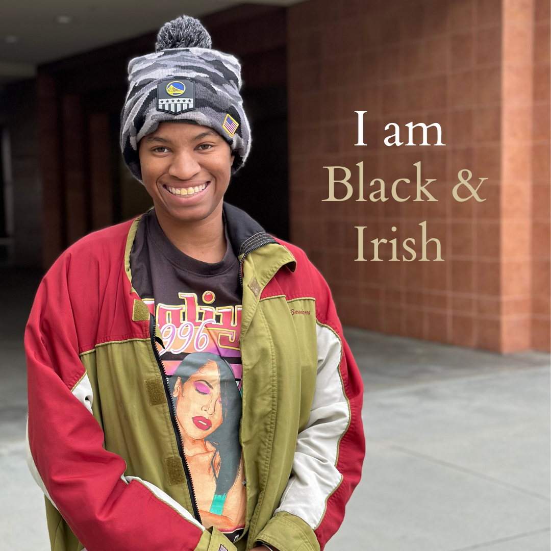 CSUN student Breanna Small stands in front of Valera Hall and identifies as Black and Irish.
