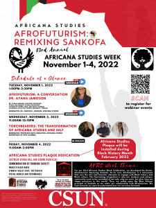 Poster with Africana Studies Week 2022 Events