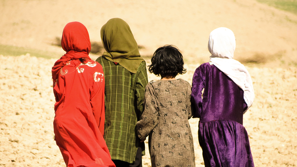 Back of four Afghanistan girls