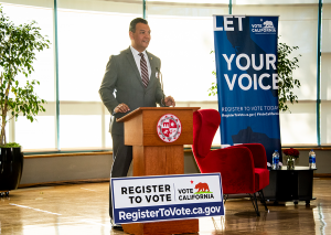 California Secretary of State Alex Padilla spoke to CSUN students and faculty about voting and the upcoming Presidential Primary Election Day at the USU Grand Salon on Jan. 29.