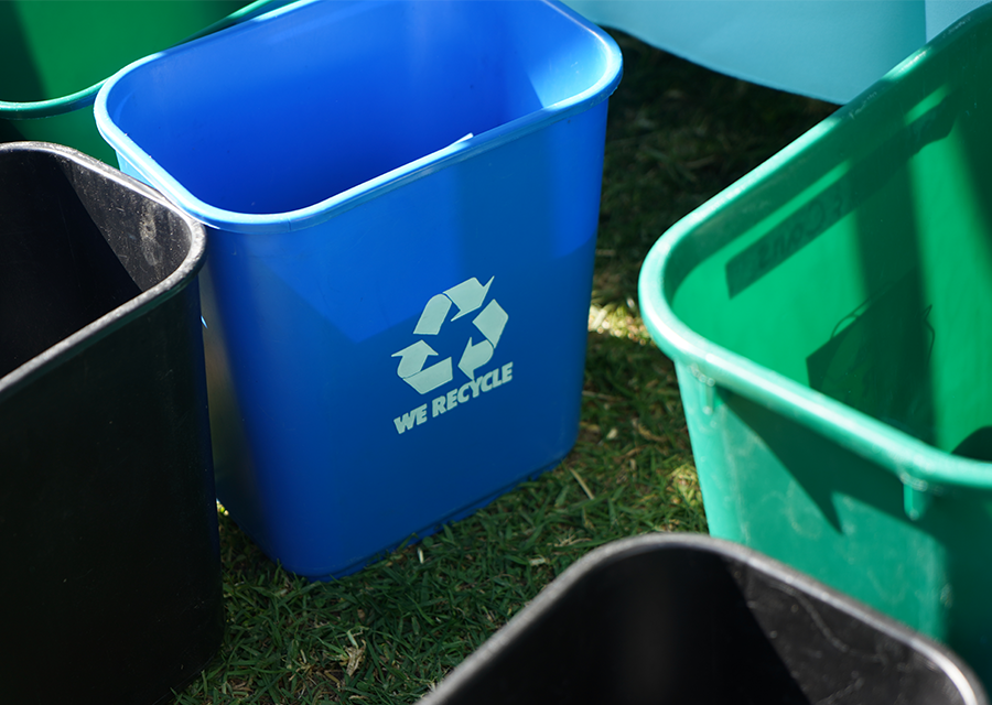 Recycling and sorting bins during America Recycles Day on November 13, 2018.