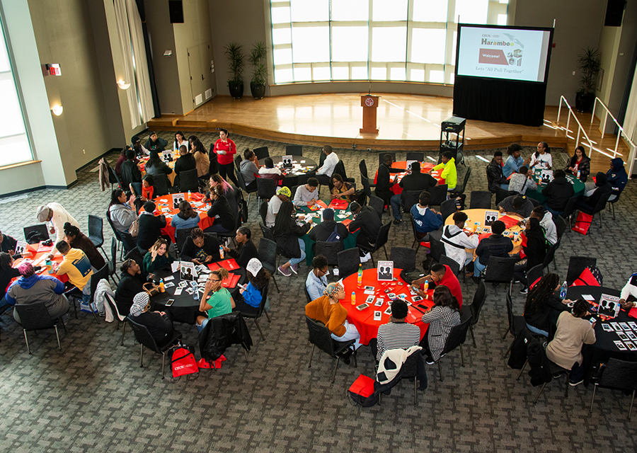 Community college students gather at the Grand Salon of the USU for the Harambee Conference on Feb. 22.