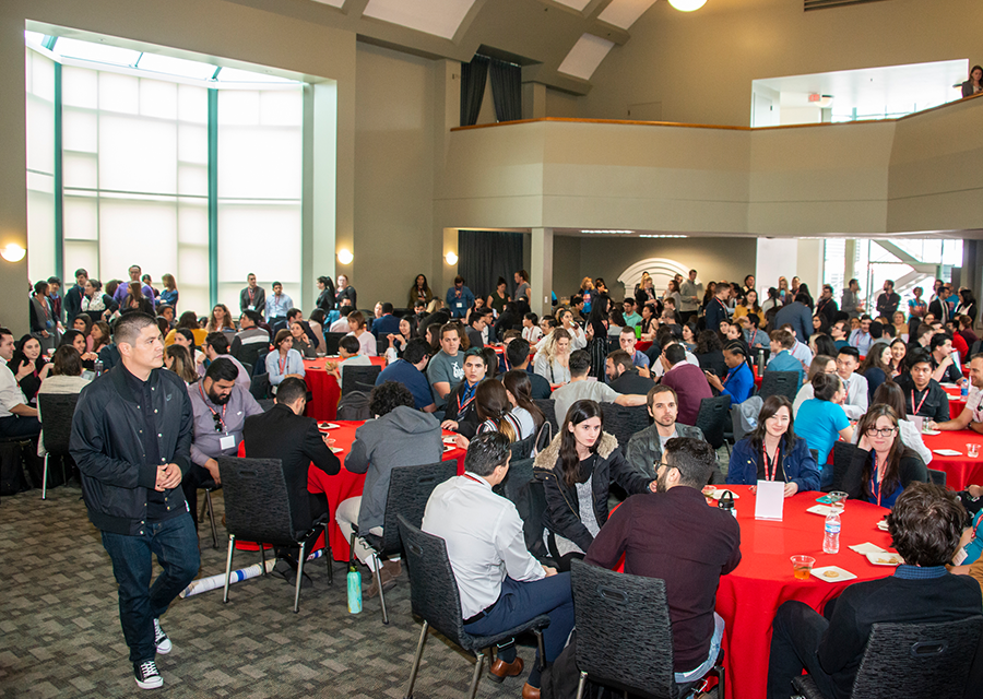 Participants of this year's CSUNposium gather at the USU Grand Salon on April 5 as the full-day event culminates.