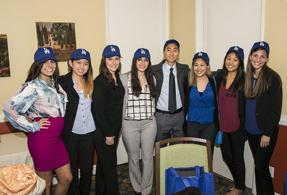 CSUN PT students wearing Dodger caps.
