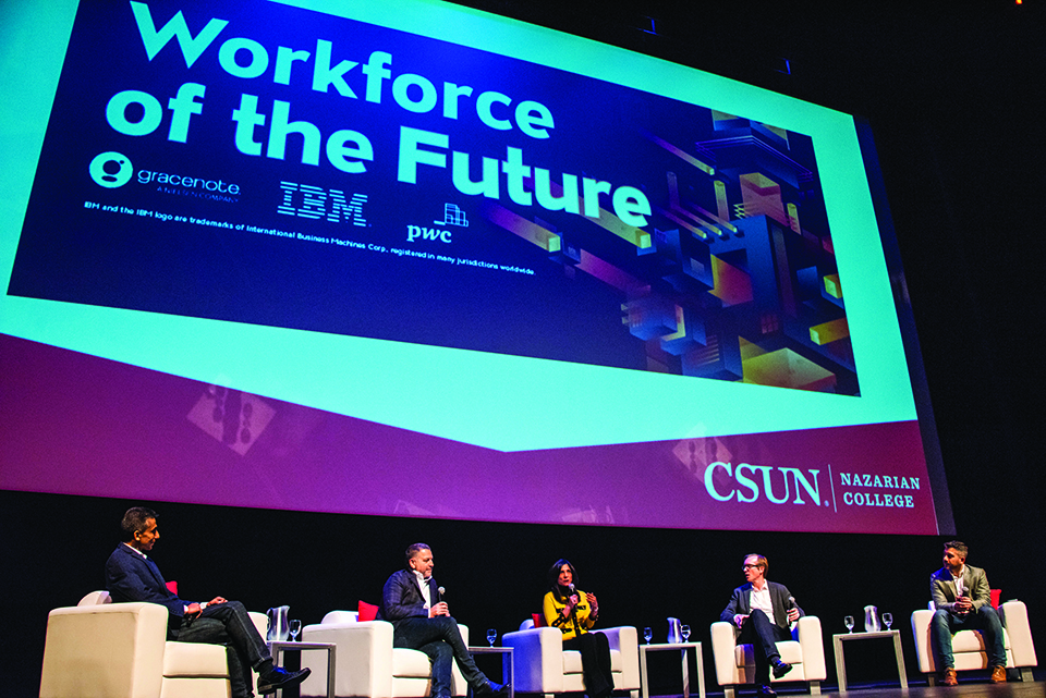 A series of annual Workforce of the Future symposiums attracted more than 600 students, faculty, alumni, and business and academic leaders from across Southern California to CSUN’s Younes and Soraya Nazarian Center for the Performing Arts, highlighting thevaluable collaboration between the business school and its corporate partners.